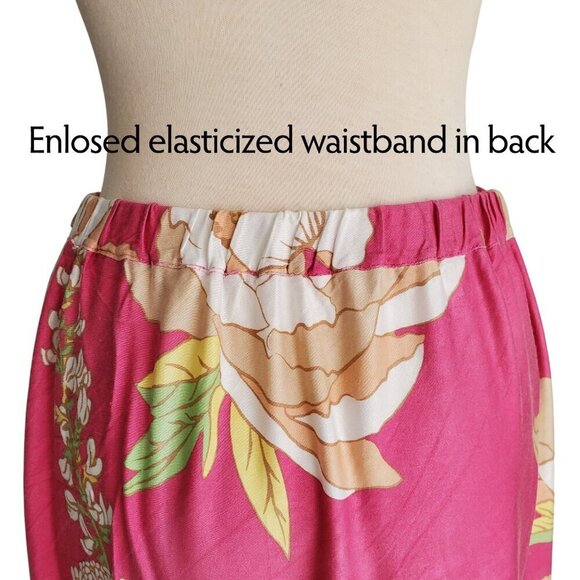 Cynthia Rowley Maxi Wrap Skirt Flowy Ruffle High Low Hem Floral Bright Pink M - Picture 6 of 14